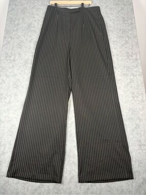 PrettyLittleThing Black Pinstripe Tailored Wide Leg Trousers US 12 NWT Tall